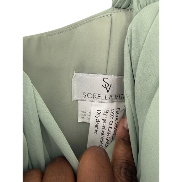 Sorella Vita Dress Green Bridesmaid Formal Chiffon Sleeveless Dress Size 18 - Picture 2 of 11